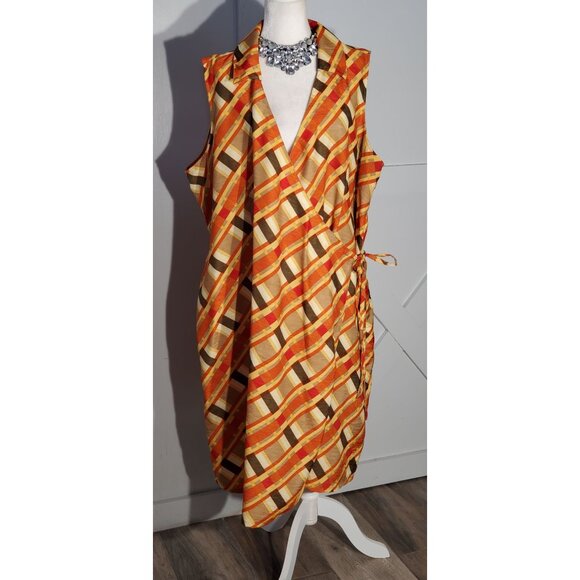 SELENE SPORT WRAP DRESS SLEEVELESS BROWN POLYESTER SIZE 3X - Picture 3 of 8